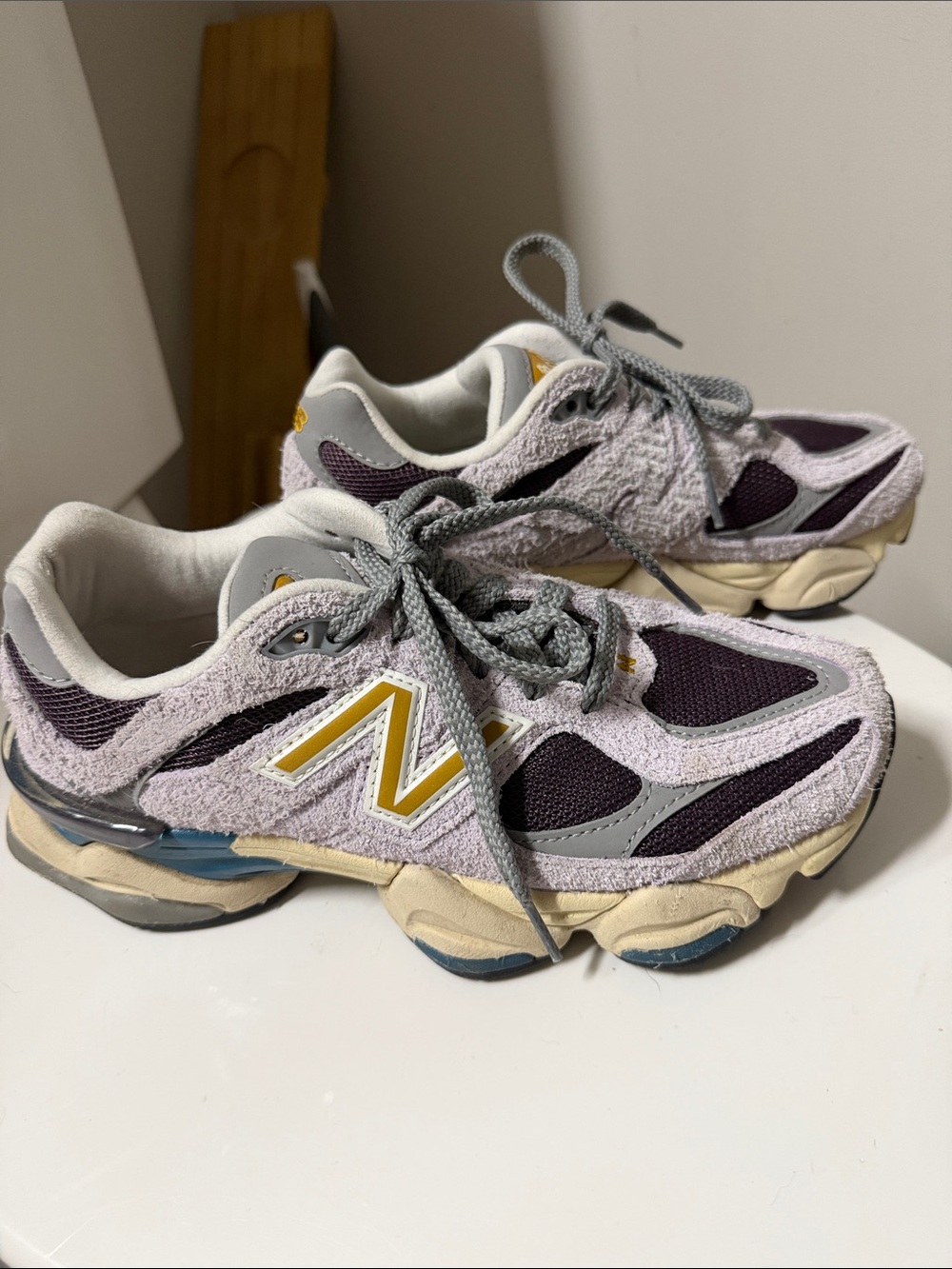 New Balance Lavender and Plum Chunky Sneaker with Yellow Logo